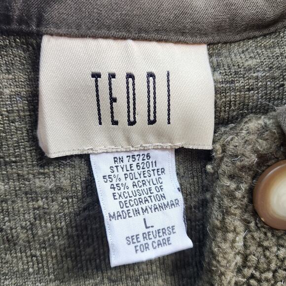 Teddi Floral Embroidered Sherpa Fleece Jacket Women Large Cozy Fall Cottagecore - Picture 3 of 15